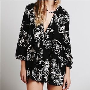 Free People black floral tunic